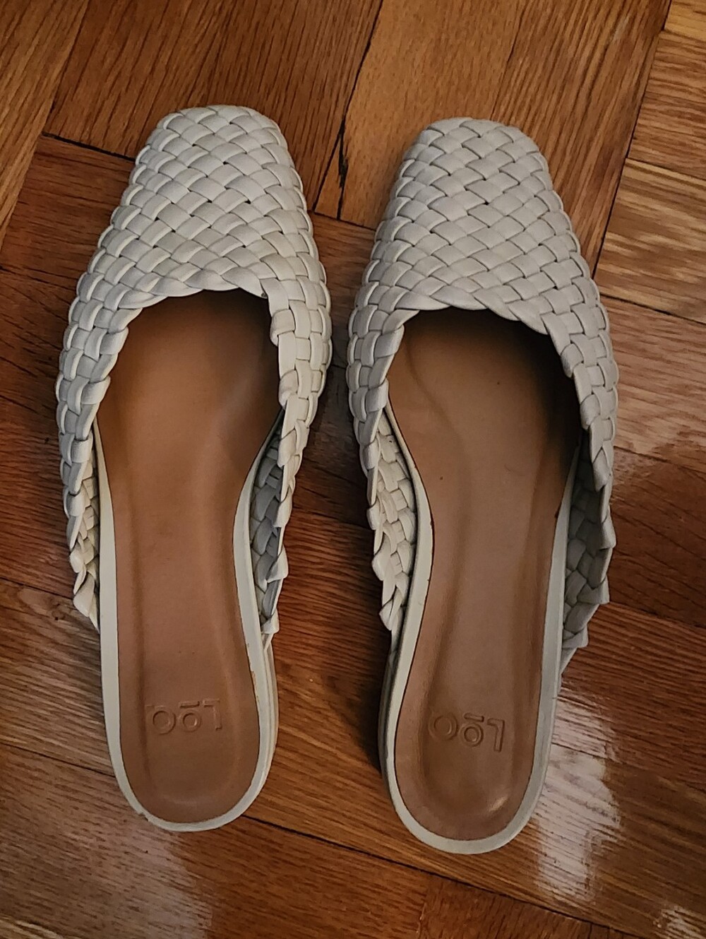 LoQ Ivory Woven Leather Mules Size 38